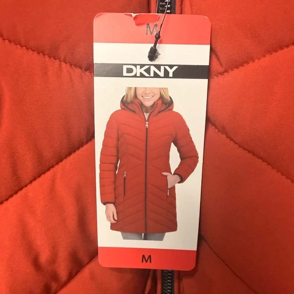 DKNY Women Vibrant Red Puffer Jacket - Picture 3 of 6